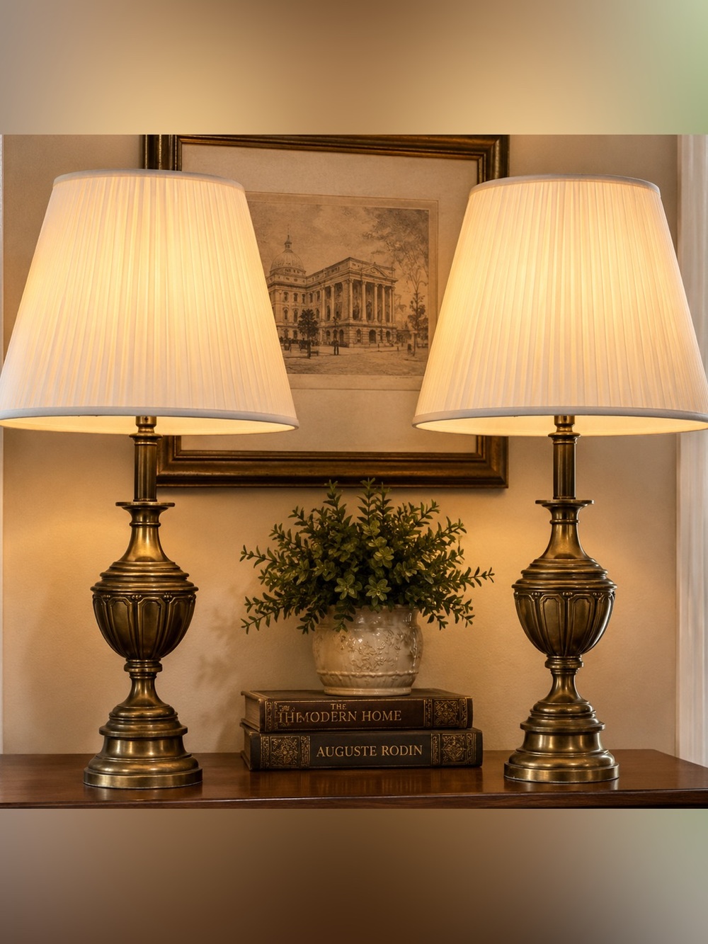 Vintage Stiffel Brass Table Lamps – Matching Pair – Working – As Is